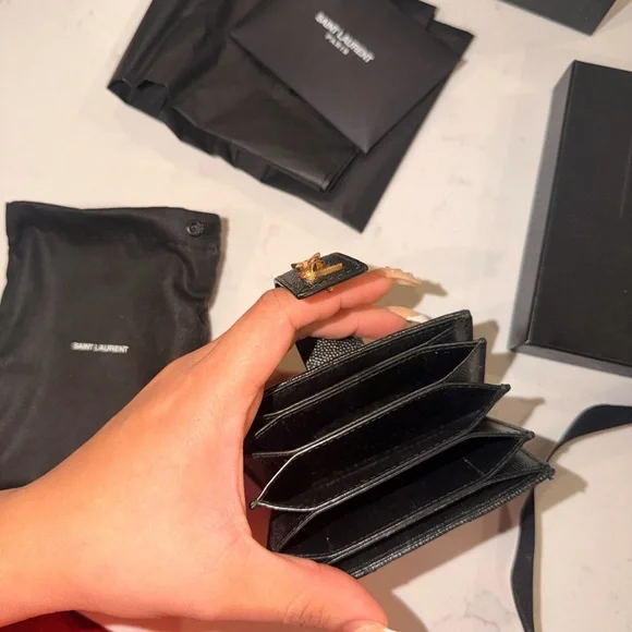 Saint Laurent Black Textured Leather Card Holder - Picture 5 of 7